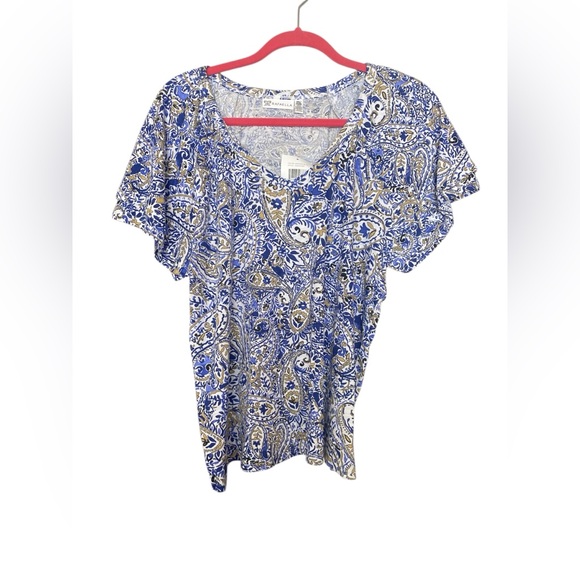 raphaella Tops - NWT Raphaella Emparo Blue Flutter Sleeve Shirt Size XXL